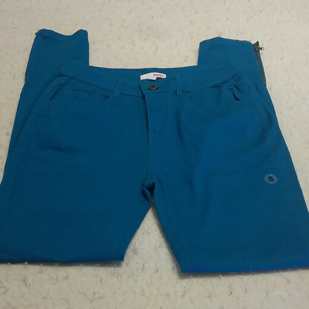 NWOT Bongo teal ankle zipper skinny jeans